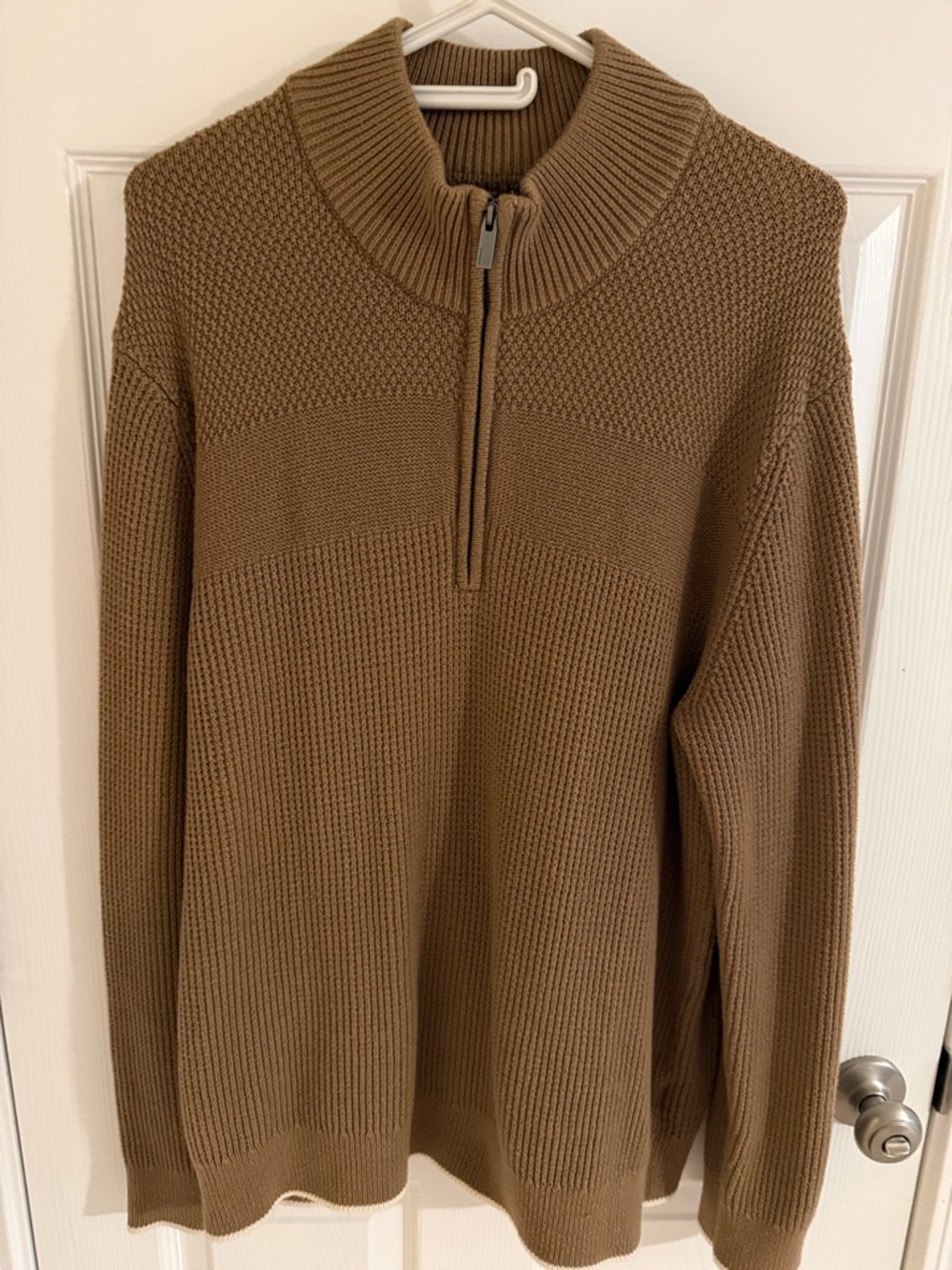 RW&CO. Men's Zip-Neck Sweater in Camel Brown